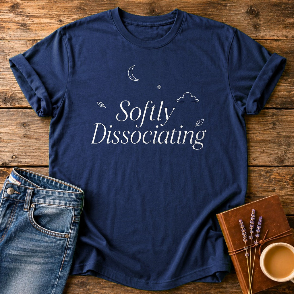 Softly Dissociating — Navy garment-dyed tee