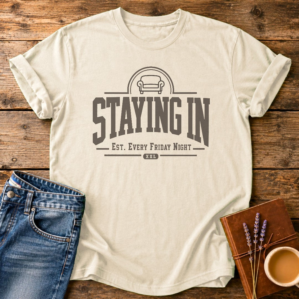 Staying In Every Friday — Ivory garment-dyed tee