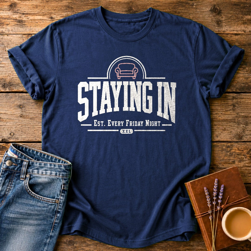 Staying In Every Friday — Navy garment-dyed tee