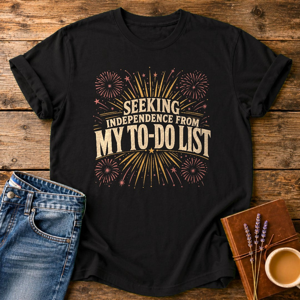 Seeking Independence From My To-Do List — Black garment-dyed tee