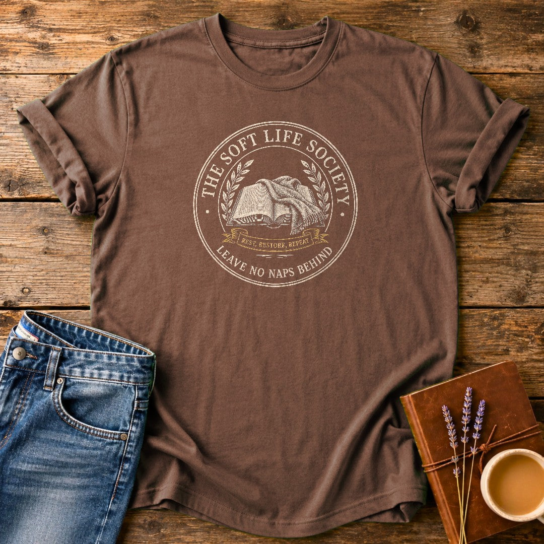 Soft Life Society — Espresso garment-dyed tee