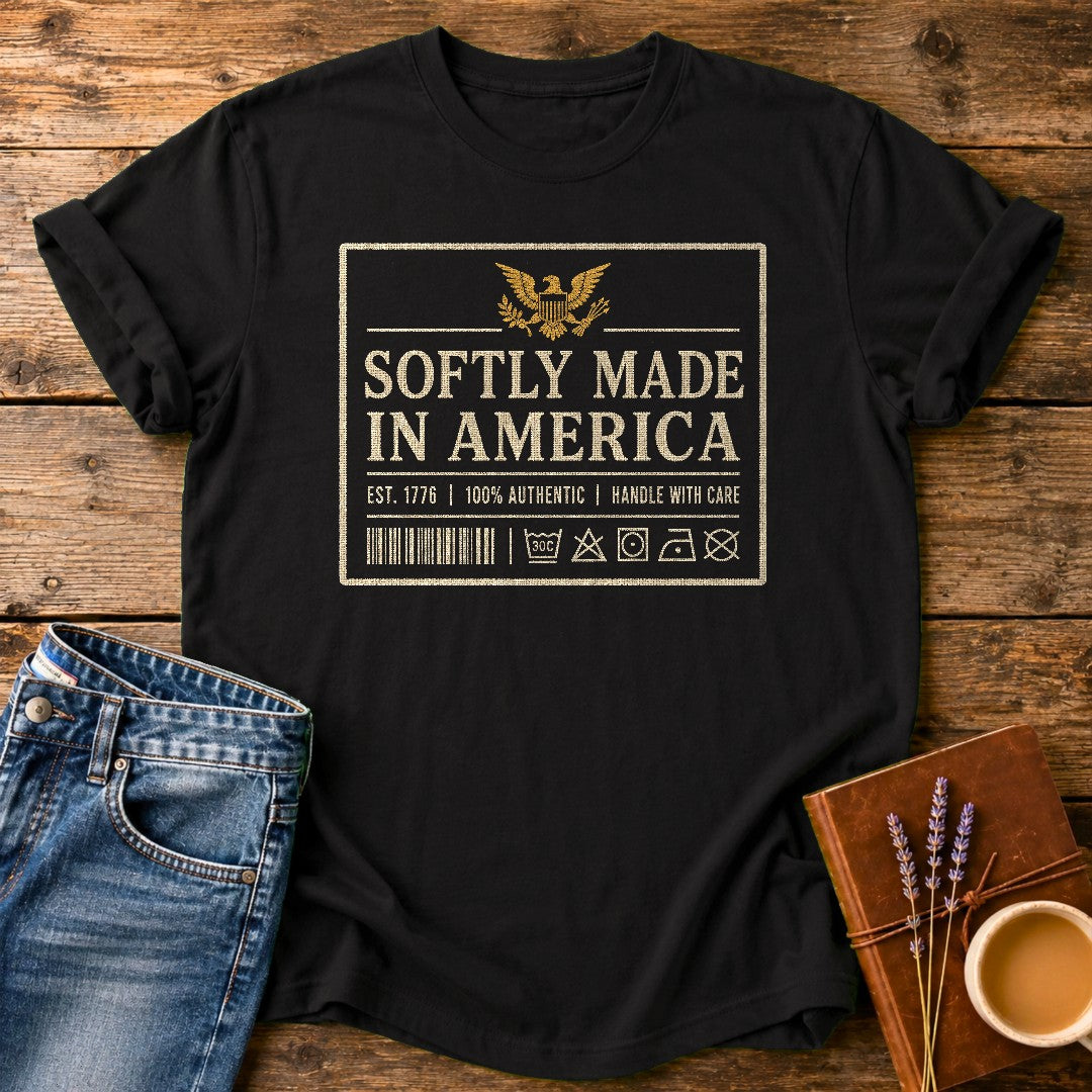 Softly Made In America — Black garment-dyed tee