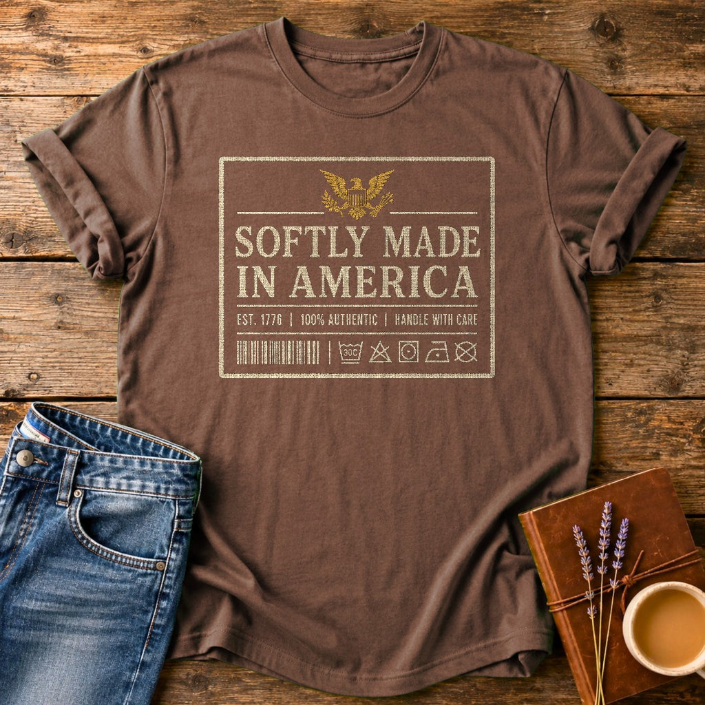Softly Made In America — Espresso garment-dyed tee