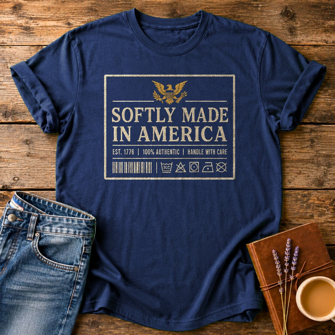 Softly Made In America — Navy garment-dyed tee
