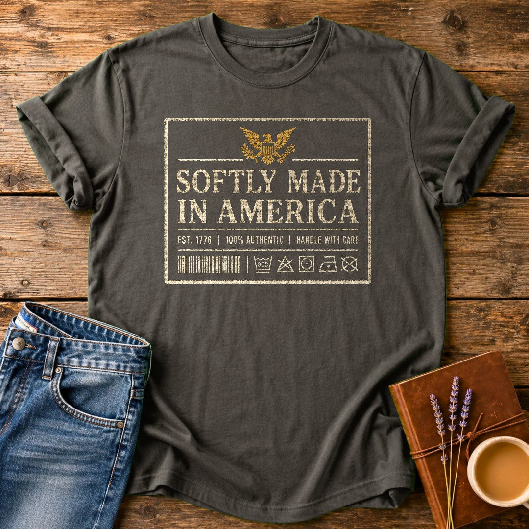 Softly Made In America — Pepper garment-dyed tee