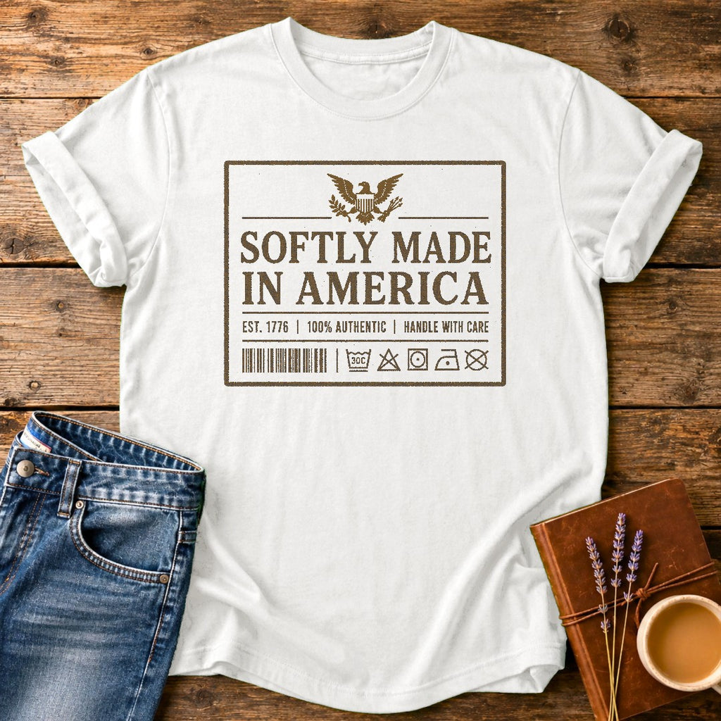 Softly Made In America — White garment-dyed tee