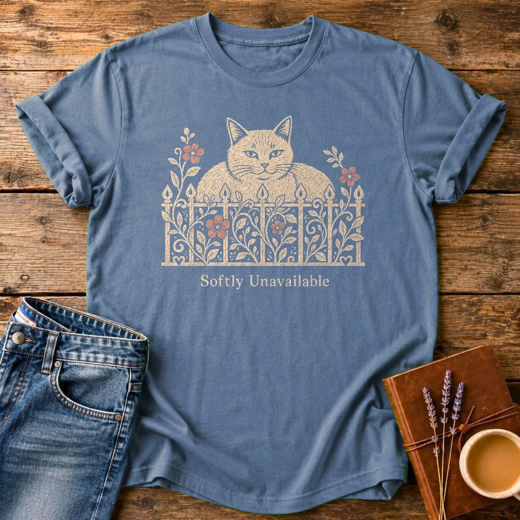 Softly Unavailable — Blue Jean garment-dyed tee