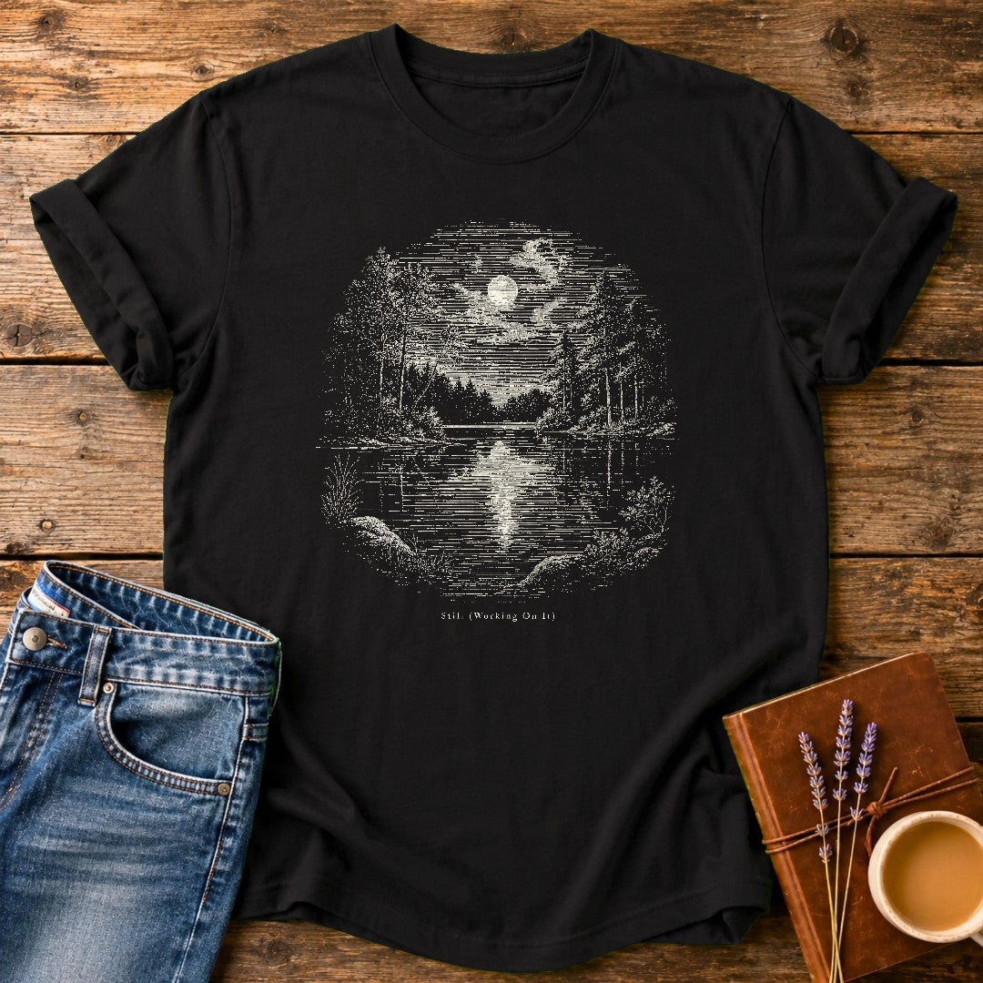 Still Working On It — Black garment-dyed tee