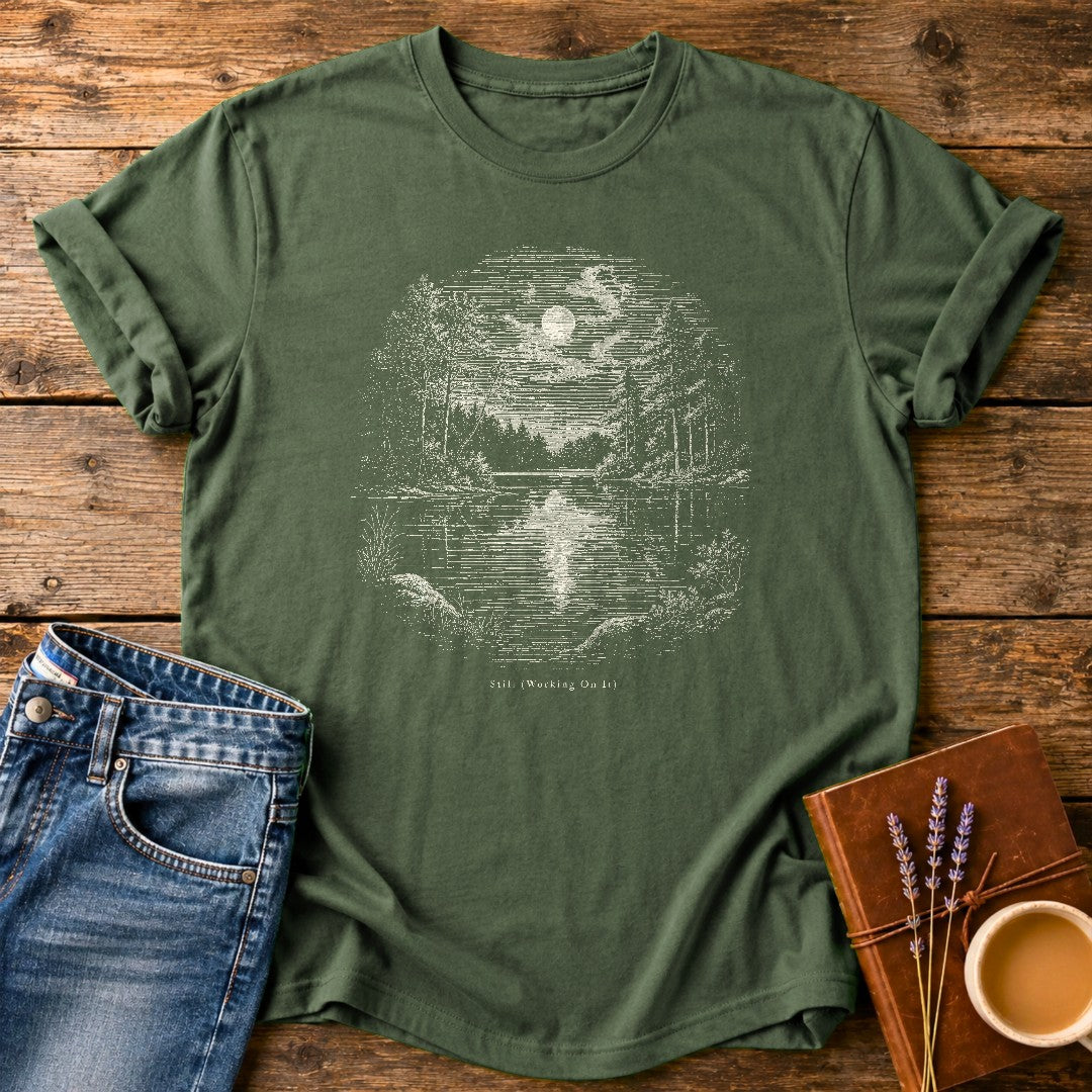 Still Working On It — Moss garment-dyed tee