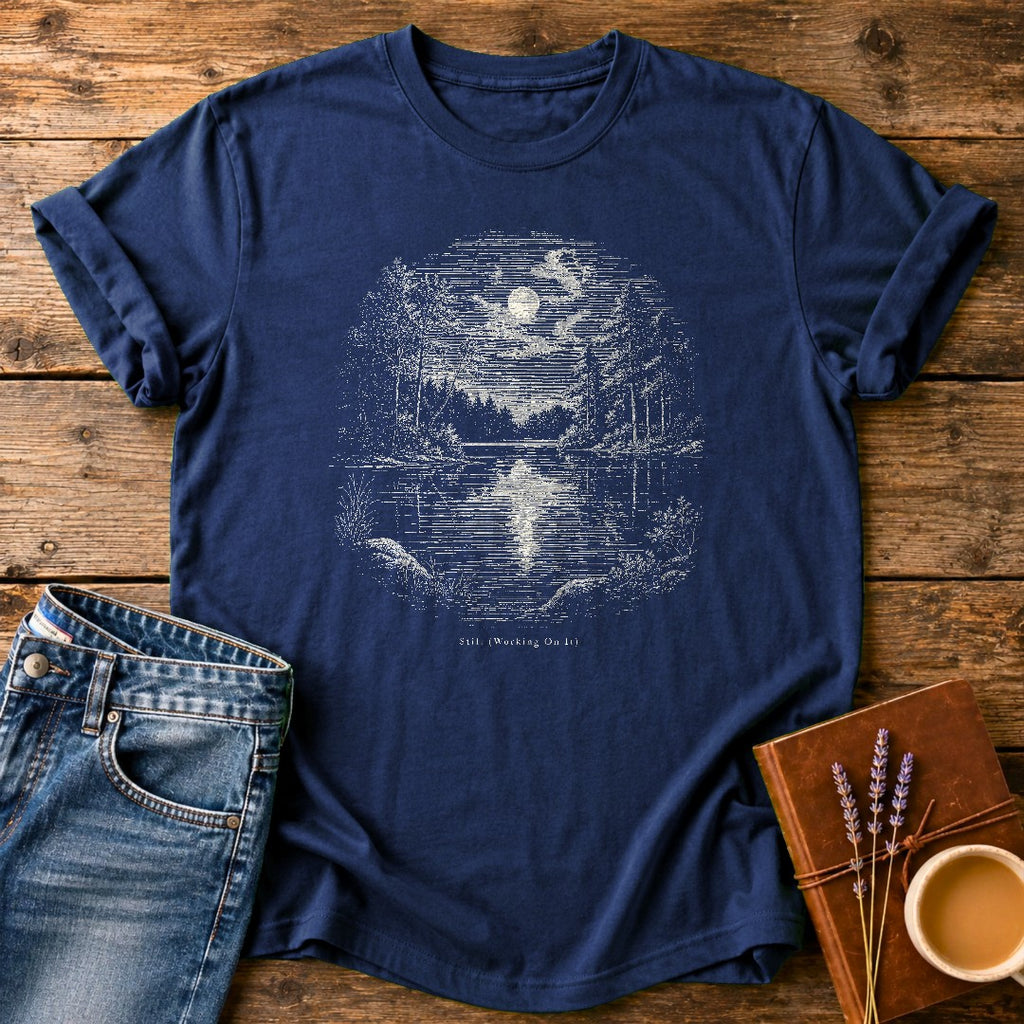 Still Working On It — Navy garment-dyed tee